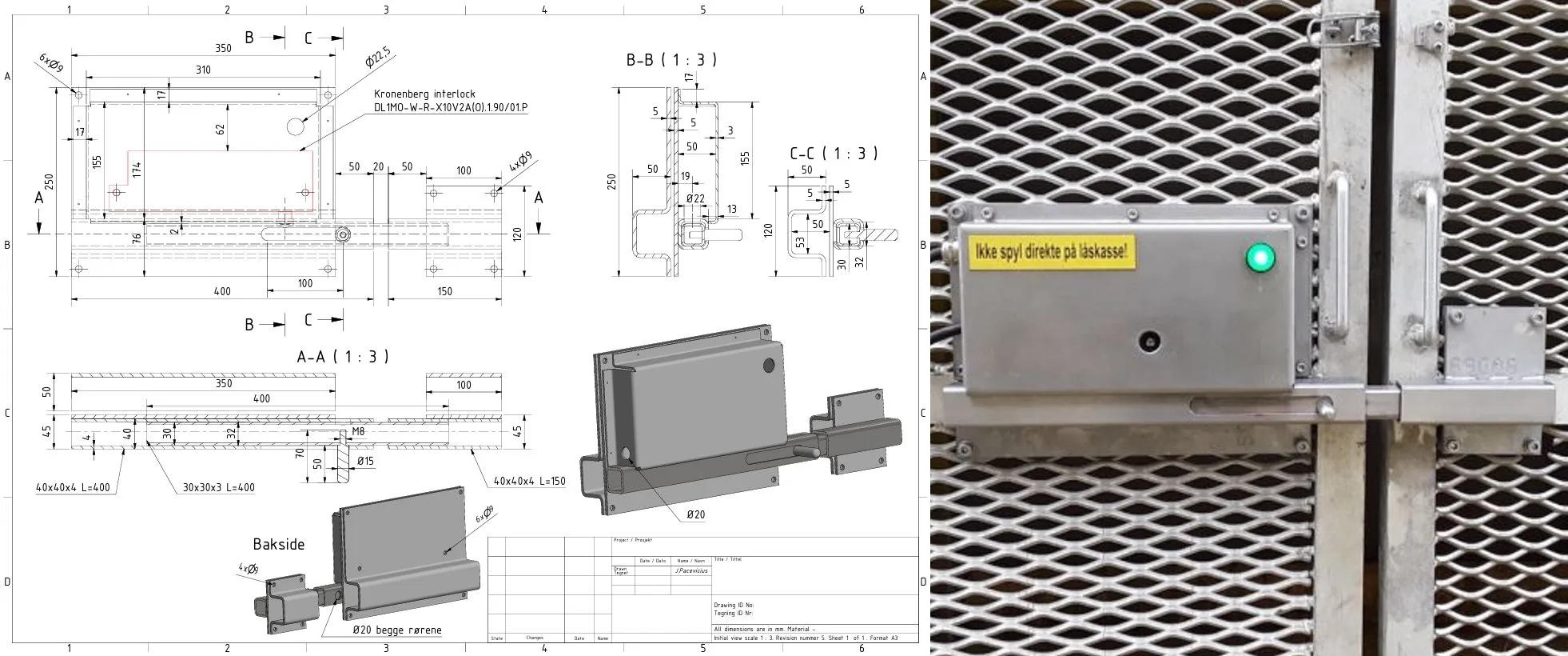 CAD assembly design of a special elevator door lock